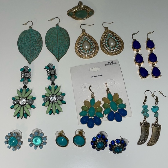 Blue earring + ring bundle - Picture 2 of 2